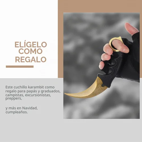 Vista 3 de Karambit - Cuchillo de entrenamiento de práctica de acero inoxidable con funda para principiantes, herramienta de entrenamiento 100% segura