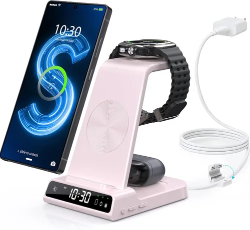 Vista 11 de Cargador inalámbrico para estación de carga Samsung con reloj para Samsung Galaxy S25 Ultra/S24 Ultra/Z Flip 7/Fold 6/Bud, estación de carga Android