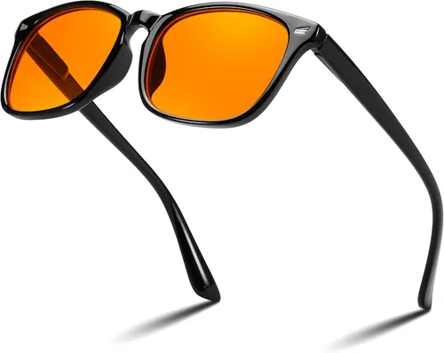 Vista 12 de FEISEDY Orange Blue Light Blocking Glasses for Woman Men Amber Lenses Computer Gaming Glasses for Better Sleep