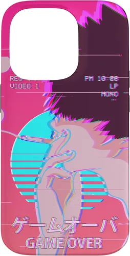 Vista 17 de Funda retro para iPhone 16 Vaporwave Aesthetic Emo Anime Boy Sad Game Over Lofi