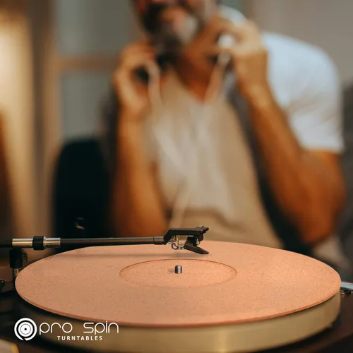 Vista 6 de PRO SPIN - Tapete giratorio de corcho para tocadiscos de vinilo LP (0.118 pulgadas) Tapete para tocadiscos con soporte de sonido acústico de alta