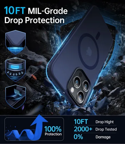 Vista 3 de Funda magnética para iPhone 13 Pro Max [compatible con MagSafe] [probada en caídas de grado militar de 10 pies] Funda delgada translúcida mate