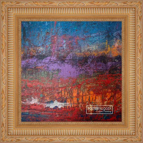 Vista 2 de Poster Palooza 5x5 Inch Ornate Gold Complete Wood Square Picture Frame with UV Acrylic Plexiglass, Foam Board Backing & Hardware Included - 5x5 Inch