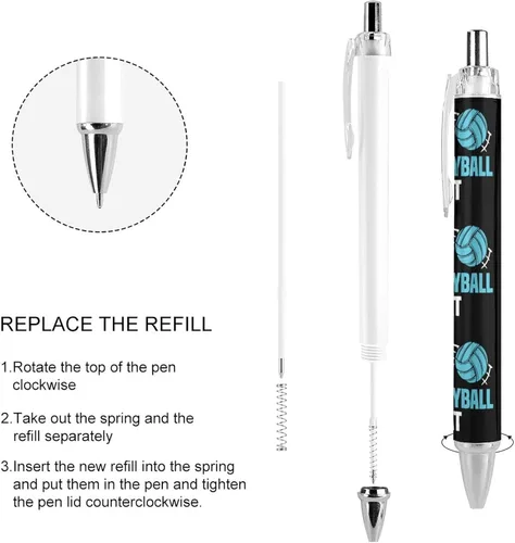 Vista 4 de Eat Sleep - Bolígrafo retráctil de repetición de voleibol, tinta azul, bolígrafo de trabajo para hombres y mujeres, 1 unidad