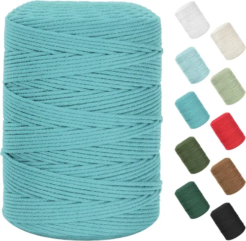 Vista 66 de Cuerda de macramé de 0.079 in x 220 yardas (656 pies), cuerda de algodón natural para colgar en la pared, ganchos de plantas, manualidades Verde