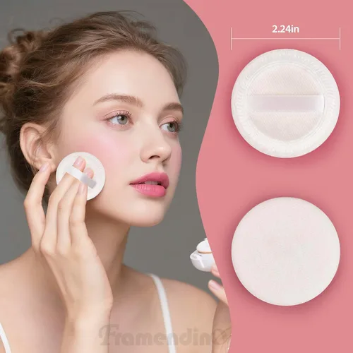Vista 2 de Framendino, Cutton - Paquete de 10 almohadillas suaves de terciopelo para maquillaje cosmético con cara de cinta