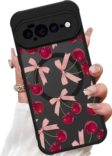 Vista 19 de ZIYE Funda magnética para Google Pixel 9 Pro XL de 6.8 pulgadas [compatible con MagSafe] funda de policarbonato duro y TPU suave con flor de cerezo