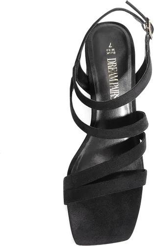 Vista 3 de DREAM PAIRS Sandalias de tacón grueso con tiras para mujer, sandalias de tacón bajo y puntera abierta, zapatos de fiesta