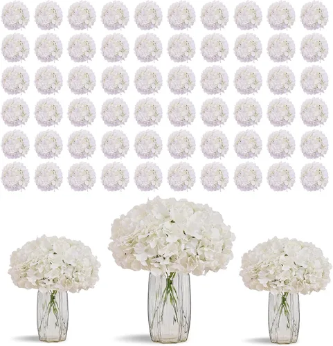 Vista 62 de Flores de hortensias artificiales rosa polvoriento, 10 cabezas de flores de seda de hortensia falsas para centros de mesa de boda, ramos de 10