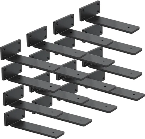 Vista 25 de Paquete de 4 soportes de estante flotantes de 4 pulgadas, soporte de estante oculto de 1/5 pulgadas de grosor, soportes de metal de hierro