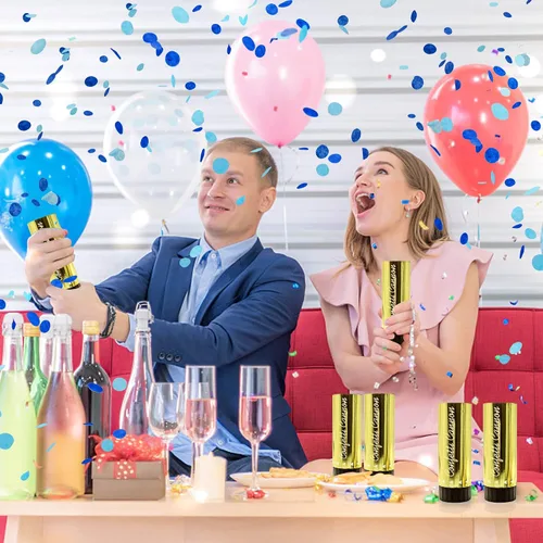 Vista 4 de Cañones de confeti para boda, cumpleaños, graduación, baby shower, aniversario, Navidad, Año Nuevo, suministros de fiesta divertidos para niños