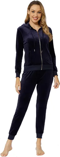 Vista 2 de Chándal de terciopelo para mujer, 2 piezas, de manga larga, de terciopelo, para correr, traje deportivo