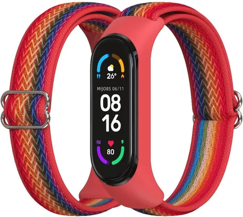 Vista 6 de CYTSH Correa de reloj para Mi Band 6 Correa elástica ajustable de nailon trenzado Miband 6 Miband 5 Pulsera 5 6 Correa de reloj 2 piezas