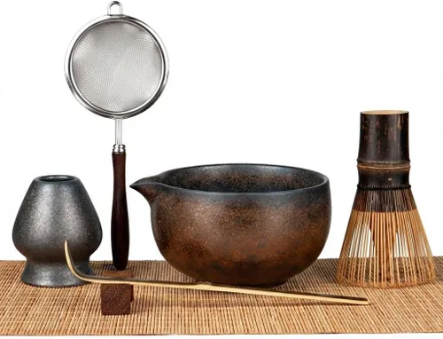 Vista 13 de Juego de batidor de matcha, kit de 5 piezas con cuenco de cerámica matcha, batidor de bambú, cuchara, juego completo de té Matcha perfecto