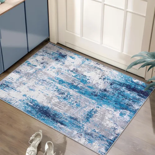 Vista 65 de Ciicool Alfombra moderna abstracta de 2 x 3 pulgadas, lavable, pequeña, antideslizante, de pelo bajo, alfombra de entrada plegable para cocina
