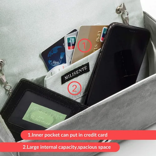 Vista 4 de Milisente Bolso de noche para mujer de gamuza plisada bolso de mano