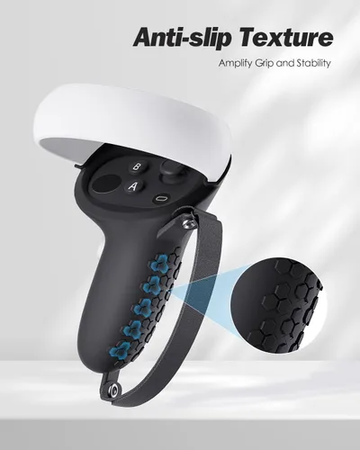 Vista 3 de SUPERUS Funda de agarre para controlador Oculus Quest 2, textura antideslizante, accesorios de realidad virtual compatibles con Meta Quest 2, funda