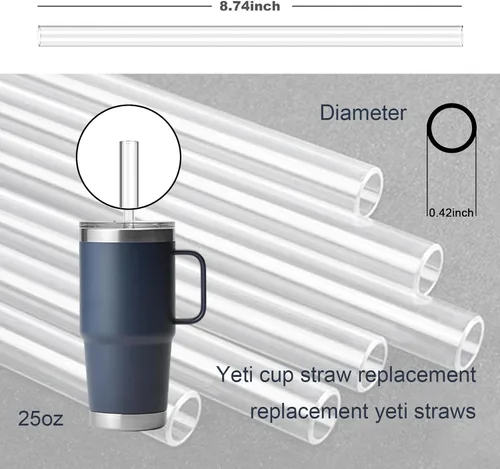 Vista 3 de Pajitas de repuesto para taza Yeti de 25 onzas Straw for Yeti Rambler 25OZ Tumbler Mug with Handle, Tritan Hard Plastic Reusable, Clear & BPA