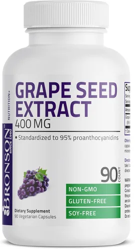 Vista 4 de Extracto de semilla de uva Bronson 400 mg, 95% de proantocianidinas, 90