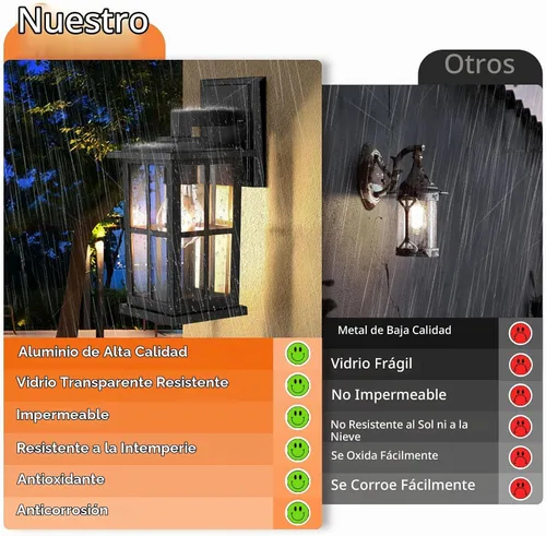Vista 2 de BesLowe Paquete de 2 lámparas de pared para exteriores, luces de porche Negro