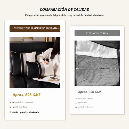 Vista 6 de Avigers - Funda de cojín decorativa de terciopelo, 20 x 20 pulgadas, diseño de rayas, cuero negro con blanco y dorado. Funda de cojín moderna