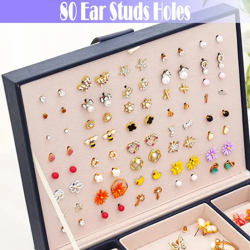 Vista 3 de ARIYIBO Joyero para aretes, cajas de joyería para mujeres y hombres, organizador de aretes, organizador de aretes para niñas y mujeres, caja