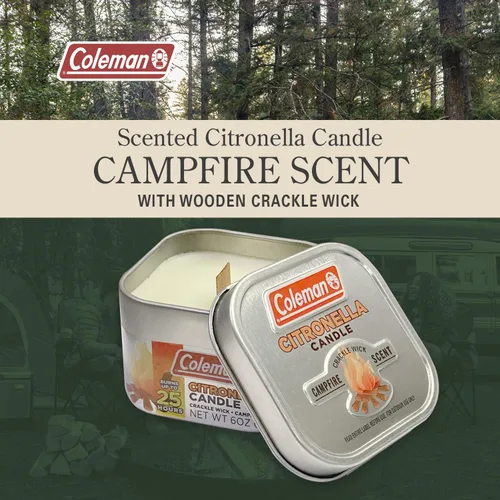 Vista 3 de Coleman Vela perfumada de citronela para exteriores con mecha de madera agrietada - 6 oz
