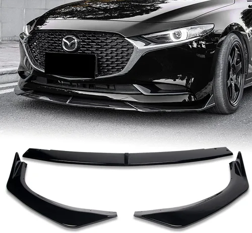 Vista 2 de Q1-TECH - Kit de 9 piezas de parachoques delantero para parachoques delantero y falda lateral compatible con Mazda 3 2019 2020 2021 2022 2023 2024