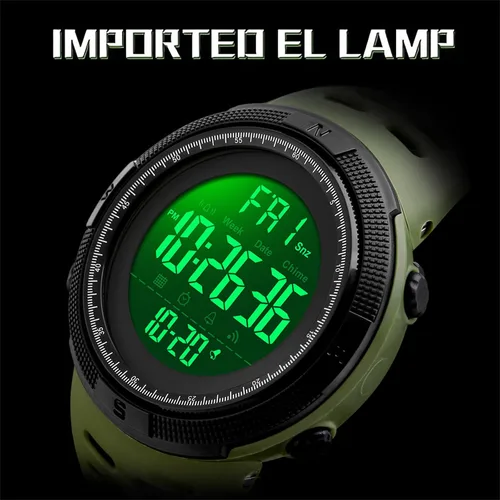 Vista 4 de SKMEI Reloj para hombres, reloj digital redondo deportivo militar con luz LED impermeable, cronómetro, cuenta regresiva, alarmas, fecha, cronógrafo