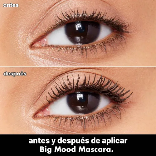Vista 4 de e.l.f. Big Mood Máscara, crea instantáneamente pestañas largas, atrevidas y voluminosas, con cera de jojoba, color negro, 0.30 fl Oz Negro - Lavable