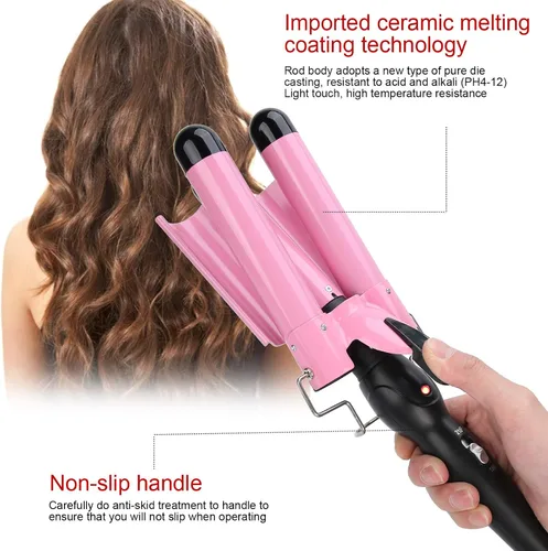 Vista 2 de YUYTE 3 rizadores de pelo, rizador ajustable con control de temperatura, herramienta de peinado para ondas y rizos