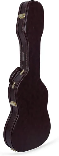 Vista 21 de Crossrock Estuche de madera para guitarra clásica de tamaño completo 4/4, diseño superior arqueado, interior de felpa, pestillos de metal Negro