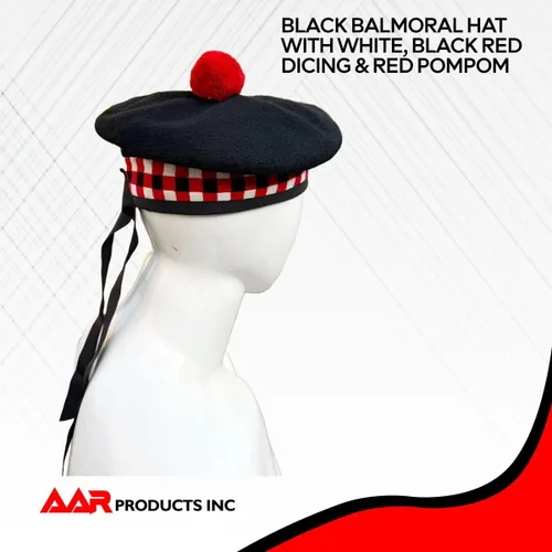 Vista 13 de AAR Gorros Glengarry Balmoral Kilt Scottish para hombre en dados y lisos 100% lana Piper 52-62