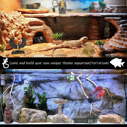 Vista 6 de Anubis Antigua Egipto Acuario Decoraciones para Peces Tanque Decoración Reptil Tortuga Lagarto Araña Tanques Terrario Escultura Egipcia Figurina