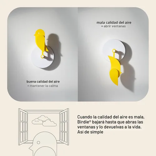 Vista 3 de Birdie 2.0 - Monitor de CO2 de diseño interior - Medidor de calidad del aire para el hogar y la oficina - Promueve la salud mental y física