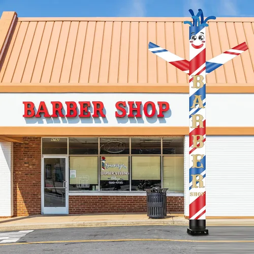Vista 5 de Wenqik Barbería - Tubo inflable para hombre de 20 pies de alto, brazo agitador, tubo para hombre gigante, tipo marioneta bailarín loco para eventos