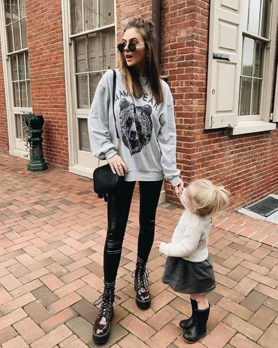 Vista 8 de Blooming Jelly - Sudadera holgada de manga larga para mujer, de cuello redondo con estampado de mamá oso