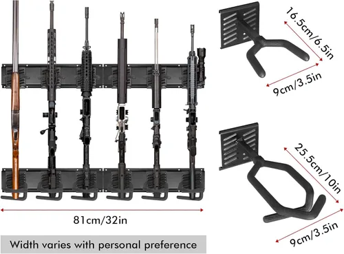 Vista 8 de Robust Bastidores de armas de interior para montaje en pared, soporte de pared ajustable para armas, soporte de pistola de acero resistente