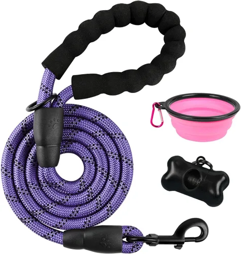 Vista 12 de BARKBAY - Correas para perros grandes, resistentes, de 4/5/6 pies, con cómoda asa acolchada y hilos altamente reflectantes para perros medianos