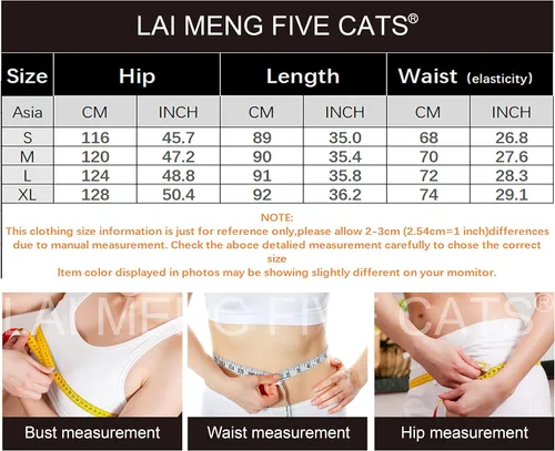 Vista 2 de LAI MENG FIVE CATS Pantalones vaqueros sueltos para mujer, pantalones harén con cintura elástica con bolsillo