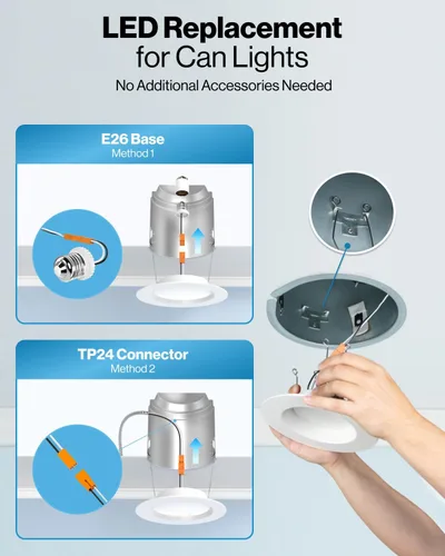 Vista 5 de Sunco 96 paquete de luces LED empotradas de 6 pulgadas, luces de techo de conversión para luces de techo, borde deflector, 1050 lm, 13 W 5000K luz