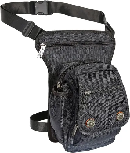 Vista 7 de Bolsa de nailon para la pierna, bolsa de muslo Riñonera táctica para hombro, Negro -, M
