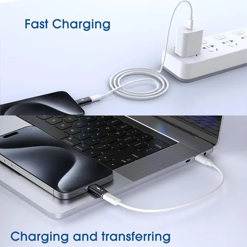 Vista 4 de TechMatte Paquete de 2 adaptadores Lightning a USB-C, carga rápida PD compatible con iPhone 16, iPhone 15 Series y más dispositivos tipo C