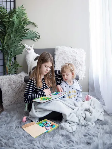 Vista 5 de ZazzyKid Juego de bloques de patrón magnético para niños: 216 piezas rompecabezas de forma geométrica Tangram - STEM