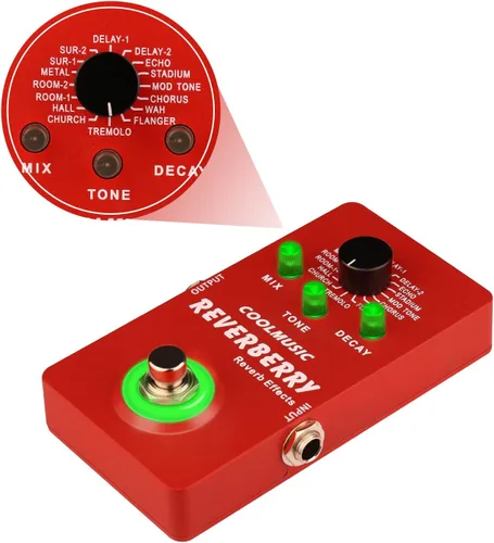 Vista 2 de Coolmusic Pedal de múltiples efectos Pedal de guitarra digital con 16 efectos True Bypass