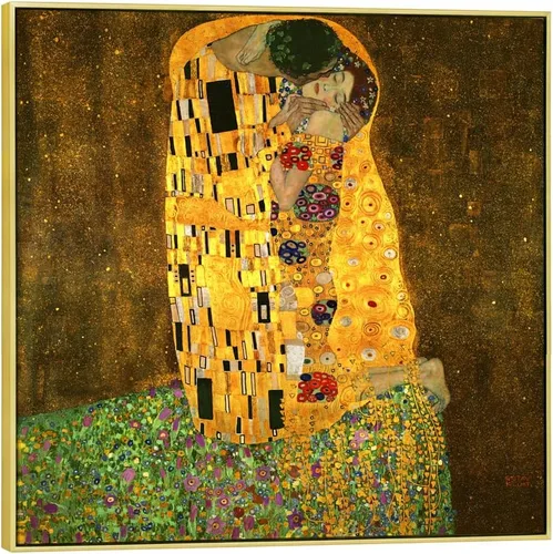 Vista 11 de Wieco Art El beso de Gustav Klimt famosas reproducciones de pinturas al óleo envueltas en galería de arte en lienzo para pared de sala de estar