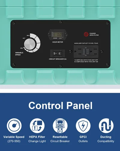 Vista 4 de ALORAIR PureAiro HEPA Pro 770 - Limpiador de aire industrial, sistema de filtración de 3 etapas, toma GFCI, máquina negativa, limpiador de aire