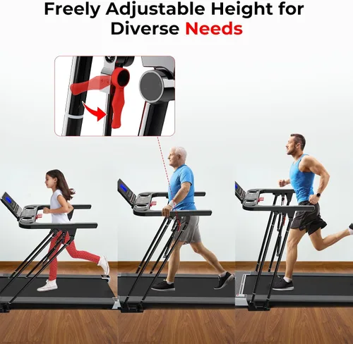 Vista 3 de SubSun Foldable Treadmill for Home, Portable Walking Pad with Handle, Manuall/Auto/No Incline, 2.5HP Treadmill with 265 Lbs, Black/White
