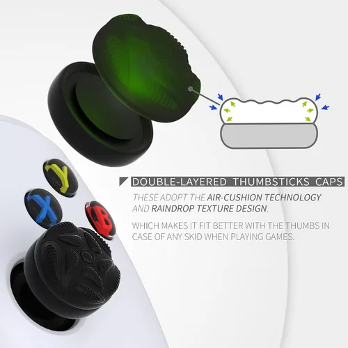 Vista 3 de PlayVital Thumbs - Tapas de cojín para el pulgar para PS54, funda de agarre para el pulgar para Xbox Series XS, tapas de agarre para el pulgar