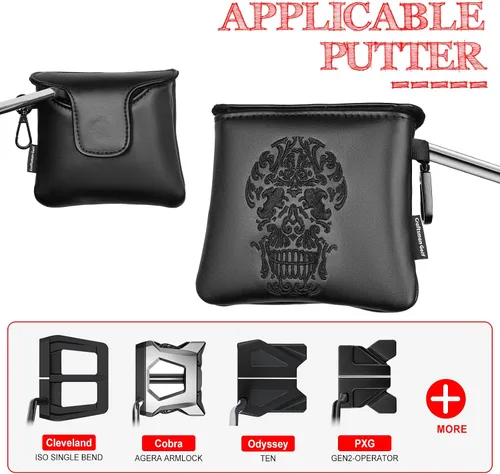 Vista 5 de Craftsman Golf Fundas para Cabezas de Palos de Golf de Calavera Esqueleto Negro para Maderas, Drivers, Híbridos y Hierros